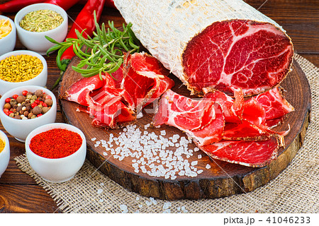 Sliced cured coppa with spices Sliced cured coppa with spices 41046233