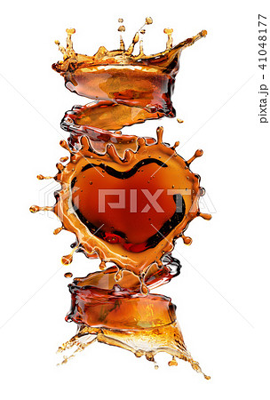 Heart from cola splash with bubbles isolated on white Heart from cola splash with bubbles isolated on white 41048177