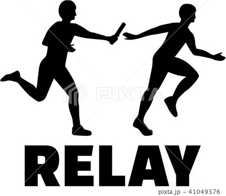 Relay word with two people passing baton 41049376