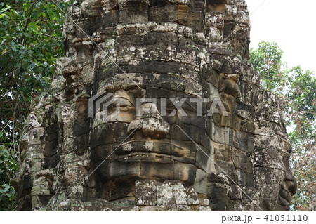 カンボジア王国アンコール遺跡バンテアイ クデイの四面仏像の写真素材