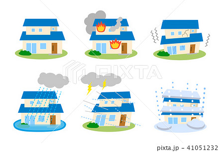 住宅 災害保険 セットのイラスト素材