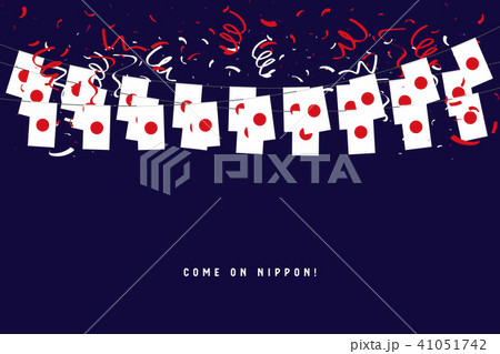 Japan flags garland with confetti, Hang bunting. Japan flags garland with confetti, Hang bunting. 41051742