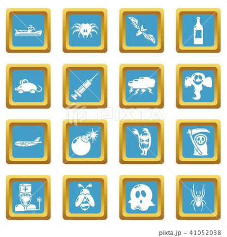 Fears phobias icons set sapphirine square vector Fears phobias icons set sapphirine square vector 41052038