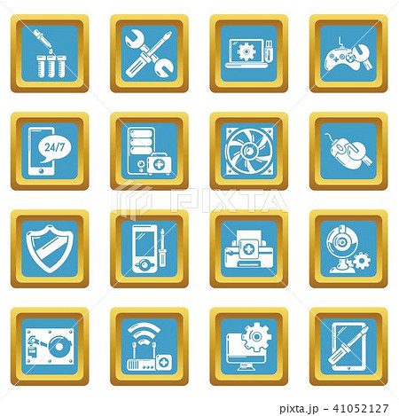 Computer repair service icons set sapphirine square vector 41052127