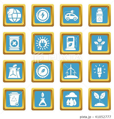Ecology icons set sapphirine square vector 41052777