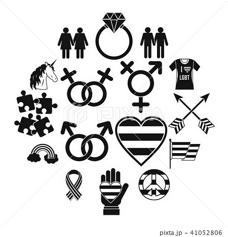 Lgbt Icons Set Simple Styleのイラスト素材