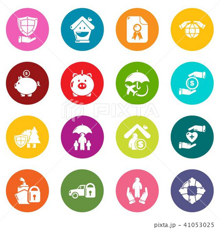 Insurance icons set colorful circles vector Insurance icons set colorful circles vector 41053025