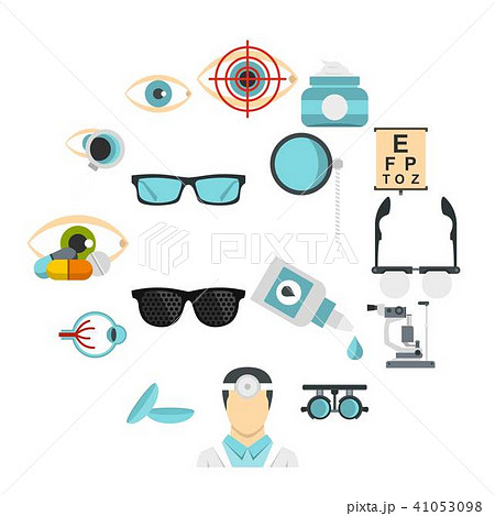 Ophthalmologist tools set flat icons 41053098