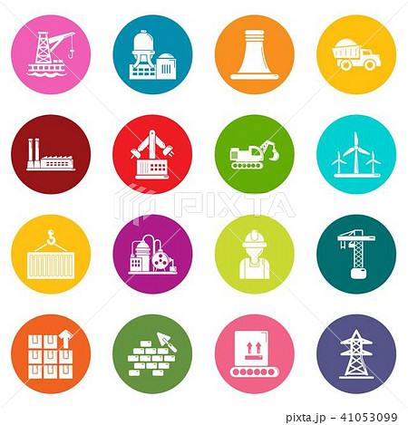 Industry icons set colorful circles vector Industry icons set colorful circles vector 41053099