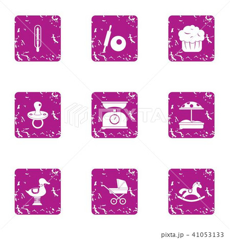 Small child icons set, grunge style 41053133