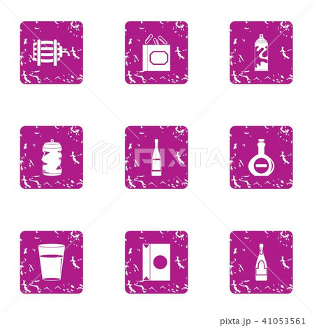 Bottled water icons set, grunge style 41053561