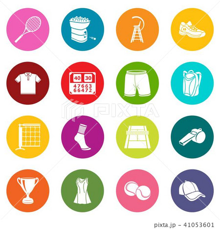 Tennis icons set colorful circles vector 41053601