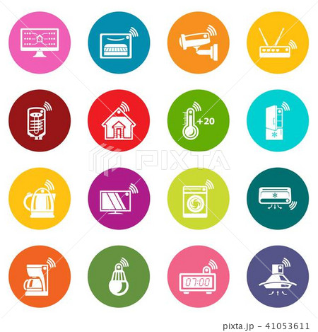 Smart home icons set colorful circles vector Smart home icons set colorful circles vector 41053611