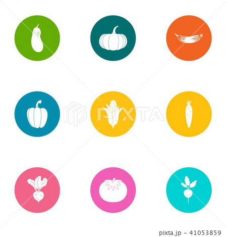 Tropical vegetable icons set, flat style Tropical vegetable icons set, flat style 41053859