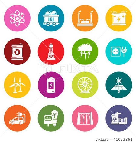 Energy sources icons set colorful circles vector Energy sources icons set colorful circles vector 41053861