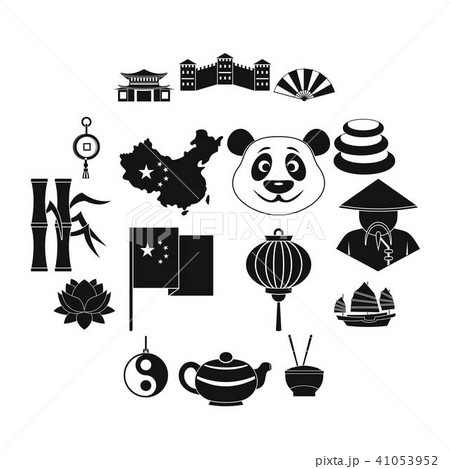 China travel symbols icons set, simple style 41053952