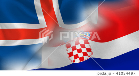 アイスランド　クロアチア　 国旗　サッカー  41054497