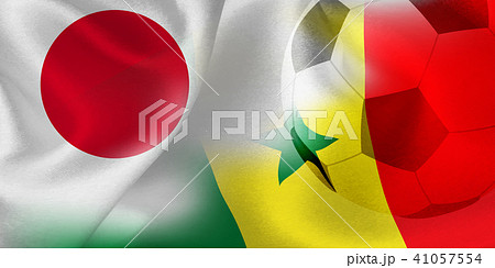 日本 セネガル 国旗 サッカー のイラスト素材
