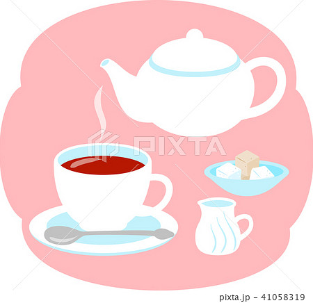 紅茶のティーセットのイラスト素材