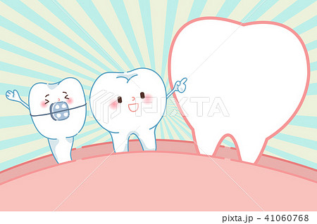 cartoon tooth with braces 41060768