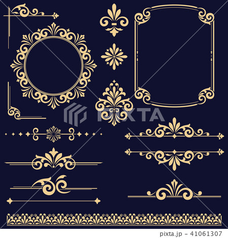 Vintage vector Set. Floral elements for design Vintage vector Set. Floral elements for design 41061307