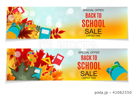 Abstract Vector Illustration Back to School Sale Background with Falling Autumn Leaves 41062550