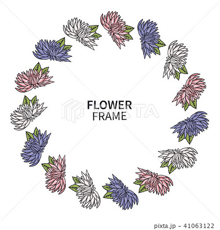 Chrysanthemum Flower Frame. Floral Wreath Print for Greeting Card and Invitation. Beautiful Bouquet Chrysanthemum Flower Frame. Floral Wreath Print for Greeting Card and Invitation. Beautiful Bouquet 41063122