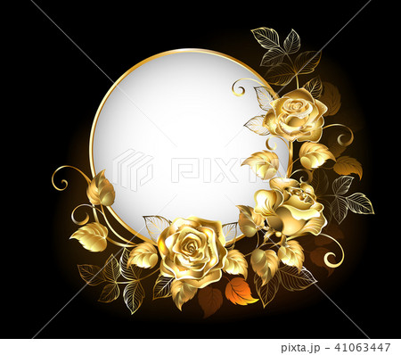 Round banner with gold roses 41063447
