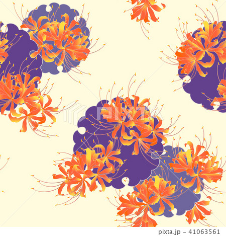 日本的な彼岸花の柄 のイラスト素材