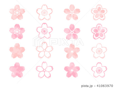 桜アイコン 水彩 薄め 濃いめのイラスト素材