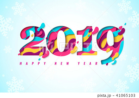 2019 Happy New Year paper cut banner 41065103