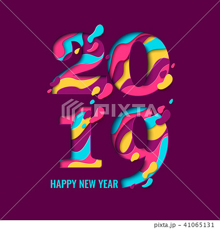 2019 Happy New Year paper cut banner 2019 Happy New Year paper cut banner 41065131