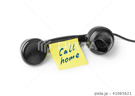Vintage telephone and paper Call home 41065621