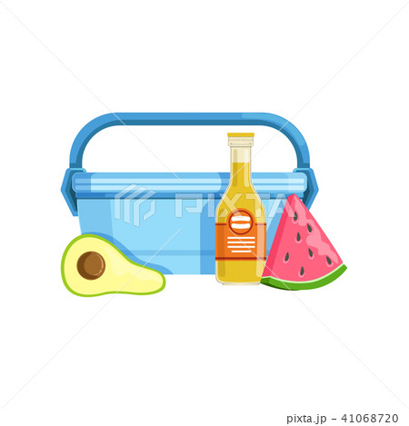 Lunch box with avocado, watermelon and bottle of juice, healthy food for kids and students vector Lunch box with avocado, watermelon and bottle of juice, healthy food for kids and students vector 41068720