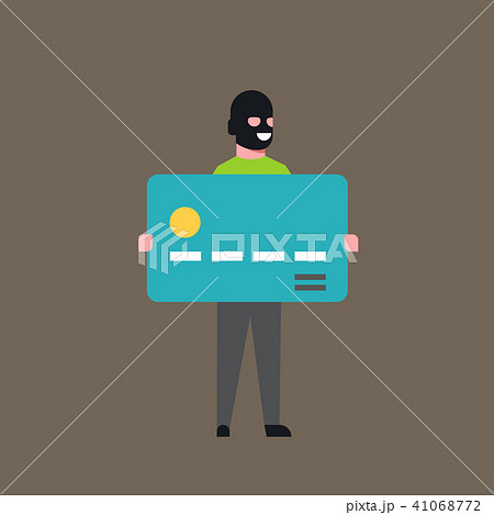 Thief Hold Bank Credit Card Man In Mask Stolen Money Cash Account Hacker Activity Concept Viruses 41068772