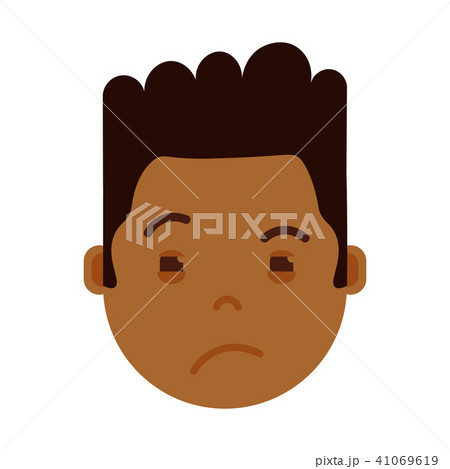 african boy head emoji with facial emotions, avatar character, man grieved face with different 41069619