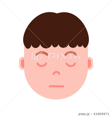 boy head emoji personage icon with facial emotions, avatar character, man sleep face with different 41069971