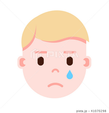 boy head emoji personage icon with facial emotions, avatar character, man crying face with different 41070298