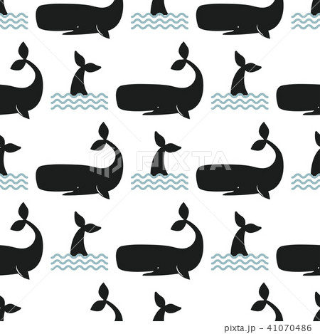 Vector whale illustration seamless pattern humpback ocean marine mammal wildlife aquatic animal 41070486