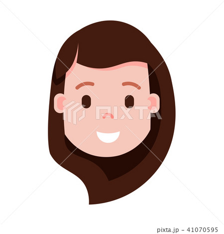 girl head emoji personage icon with facial emotions, avatar character, woman satisfied face with 41070595