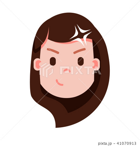 girl head emoji personage icon with facial emotions, avatar character, woman idea face with 41070913