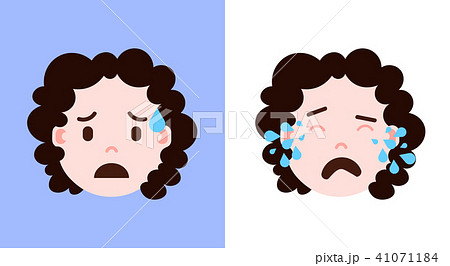 set girl head emoji personage icon with facial emotions, avatar character, crying face with 41071184