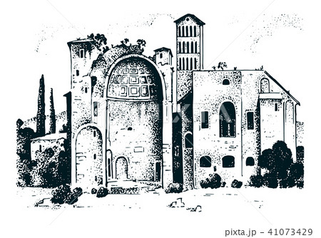 Historical old building. Facade in Lucca. Gothic Baroque style. Ancient Architecture of street in Historical old building. Facade in Lucca. Gothic Baroque style. Ancient Architecture of street in 41073429