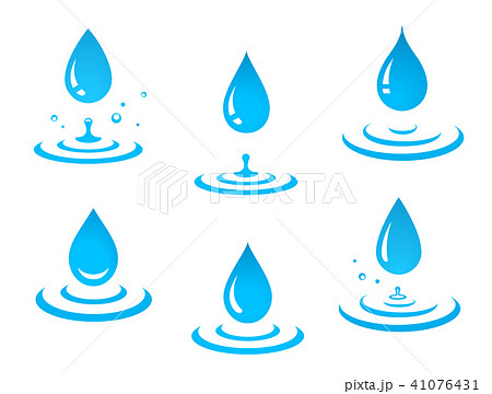 Blue Water Drops Set And Splashのイラスト素材