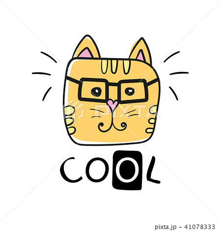 Cool Cat Slogan And Face Cat Vector Cute Cat のイラスト素材