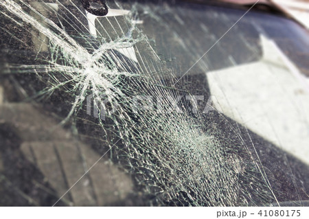 broken car window, an accident on the road. Safe movement. 41080175