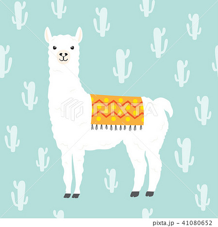 Llama Alpaca and cactus seamless pattern 41080652