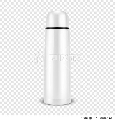 Vector realistic 3d wgite empty glossy metal vacuum thermo tumbler flask closeup isolated on 41080738