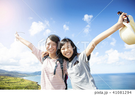 teenager girls having fun with summer vacation teenager girls having fun with summer vacation 41081294