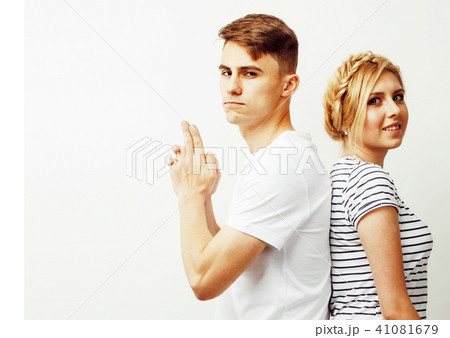 young pretty teenage couple, hipster guy with his girlfriend hap 41081679